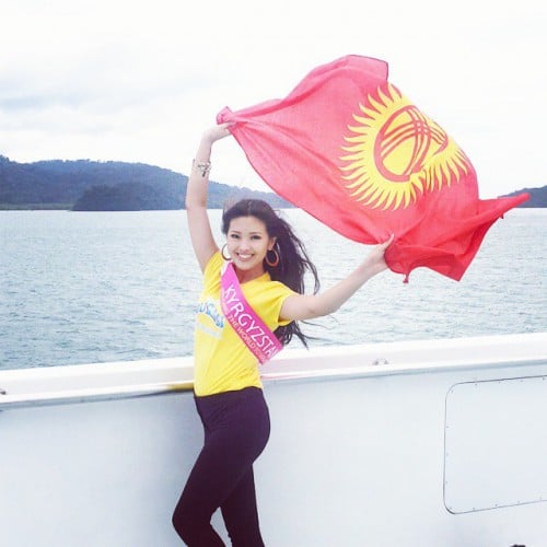 With Kyrgyz flag