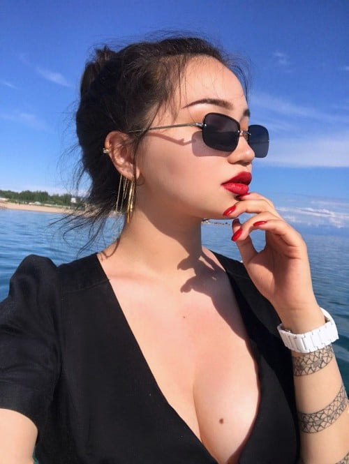 Shirin Narchaeva at the beach
